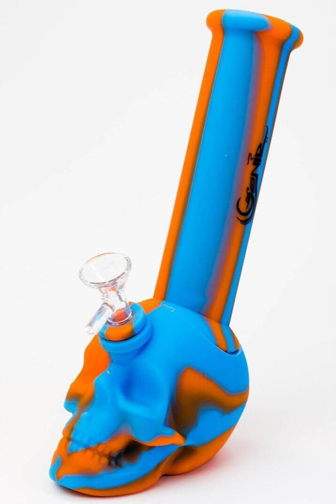 
                  
                    Load image into Gallery viewer, 9&amp;quot; Genie skull multi colored detachable silicone water bong
                  
                